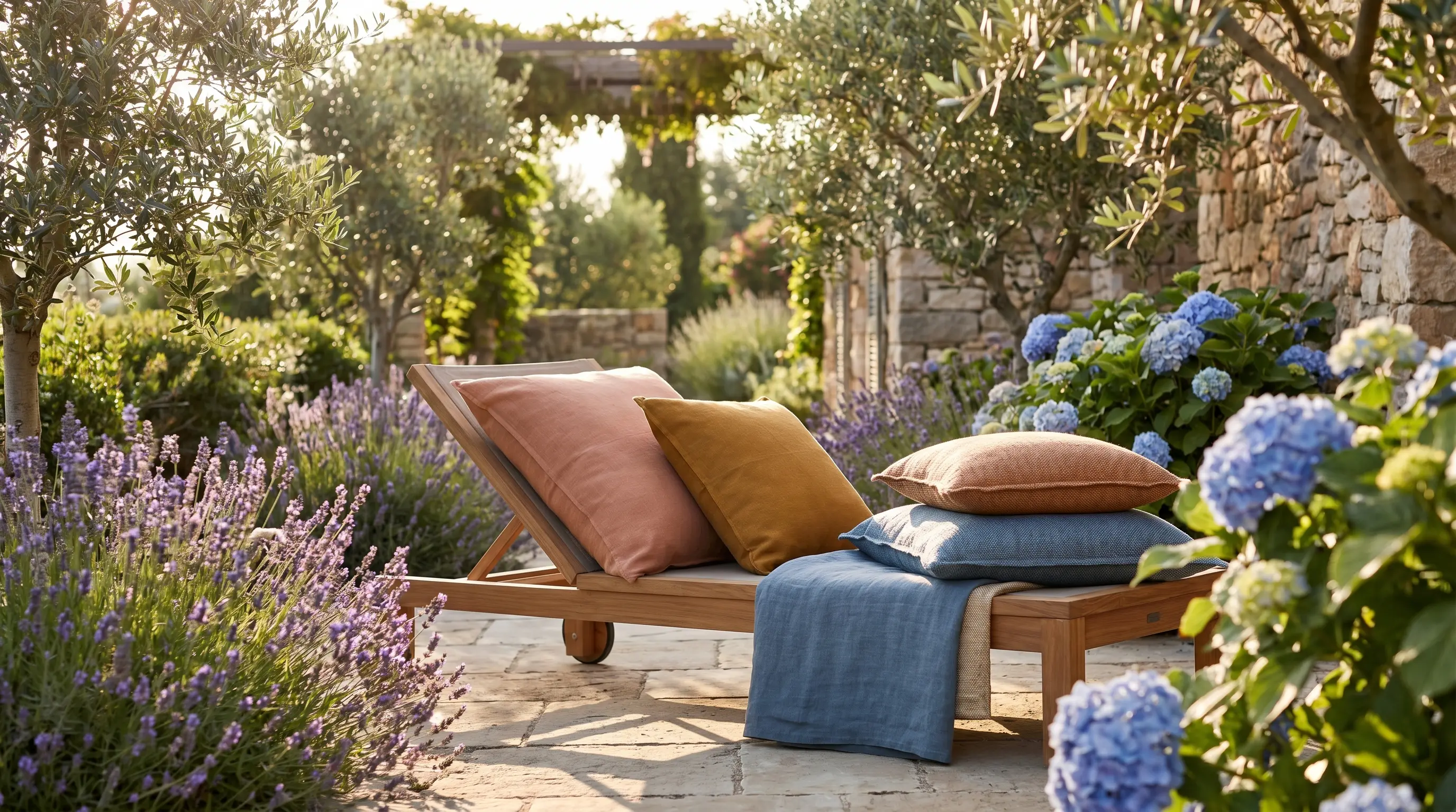 How do you match your outdoor cushions with plants and flowers?